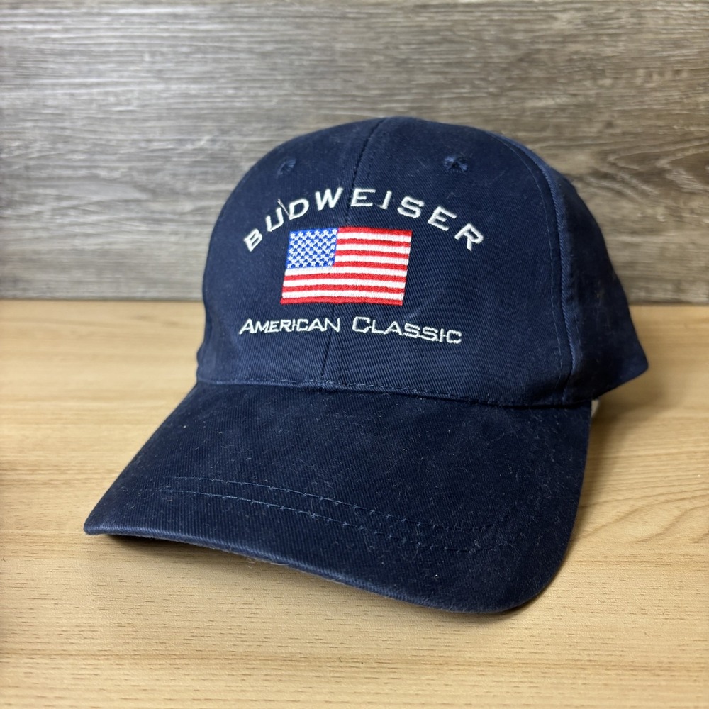 Budweiser Hat Cap Strap Back Embroidered American Classic Flag Mens USA Patrioti - Picture 3 of 8